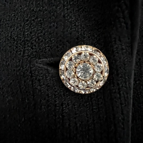 St. John Evening by Marie Gray black Santana rhinestone button jacket. - Picture 7 of 8